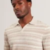 BRODI Striped Linen Blend Knitted Polo Shirt