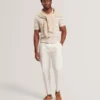BRODI Striped Linen Blend Knitted Polo Shirt