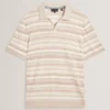 BRODI Striped Linen Blend Knitted Polo Shirt