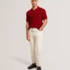 CAELUM Herringbone Texture Knit Short Sleeve Polo