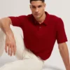 CAELUM Herringbone Texture Knit Short Sleeve Polo