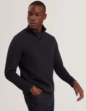 CAINDLE Waffle Knit Quarter Zip Sweatshirt