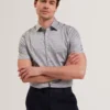 CAMBAY Geometric Leaf Print Short Sleeve Shirt