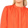 CAMILLE Relaxed Mandarin Collar Cotton Blouse