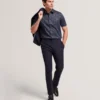 CAMPDEN Mini Leaf Print Short Sleeve Cotton Shirt