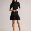 CANDDY Pleated Hem Bodycon Knit Mini Dress