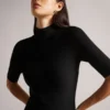 CANDDY Pleated Hem Bodycon Knit Mini Dress