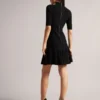 CANDDY Pleated Hem Bodycon Knit Mini Dress