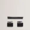 CARMONT Carbon Cufflink And Tie Clip Set
