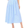 CARRIE Striped Cotton Belted Midi Skirt