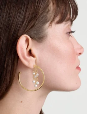 CASEY Cascade Hoop Pearl Earrings