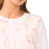 CASSIA Floral Overlay Crew Neck Cardigan