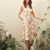 CASSIE Meadow Print Cotton Sleeveless Shirt Dress