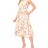 CASSIE Meadow Print Cotton Sleeveless Shirt Dress