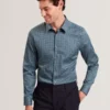 CAYLAXE Slim Fit Geo Print Cotton Blend Shirt