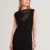 CELYINA Sheer Detail Textured Knit Midaxi Dress