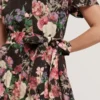 CHARLIE Floral Tie Waist Midi Shirt Dress