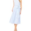 CHARLIEE Striped Tie Waist Sleeveless Shirt Dress