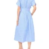 CHARLOTTE Striped Cotton V-Neck Midi Dress