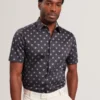 CHASKA Mini Floral Print Short Sleeve Shirt