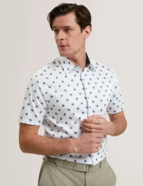 CHASKA Mini Floral Print Short Sleeve Shirt