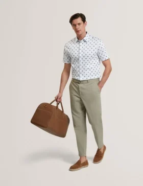 CHASKA Mini Floral Print Short Sleeve Shirt