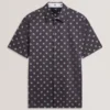 CHASKA Mini Floral Print Short Sleeve Shirt