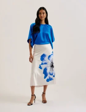 CHERIKA Batwing Short Sleeve Satin Blouse
