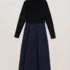 CHIRA Knit Bodice Midi Dress With Wrap Skirt