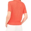 CLARA Pointelle Knit Short Sleeve Polo Shirt
