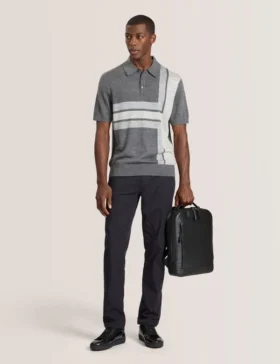COMPACT HERRINGBONE TROUSERS Black Beauty