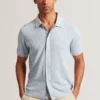 CONNYR Textured Knit Button-Through Polo Shirt