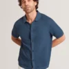 CONNYR Textured Knit Button-Through Polo Shirt