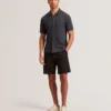 CONNYR Textured Knit Button-Through Polo Shirt