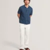 CONNYR Textured Knit Button-Through Polo Shirt