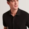 CONNYR Textured Knit Button-Through Polo Shirt