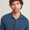 CONNYR Textured Knit Button-Through Polo Shirt