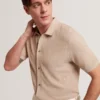 CONNYR Textured Knit Button-Through Polo Shirt