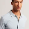 CONNYR Textured Knit Button-Through Polo Shirt