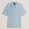 CONNYR Textured Knit Button-Through Polo Shirt