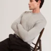 CORBIN Chevron Texture Knit Crew Neck Sweater