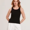 CREW NECK TANK TOP WITH RIB Black