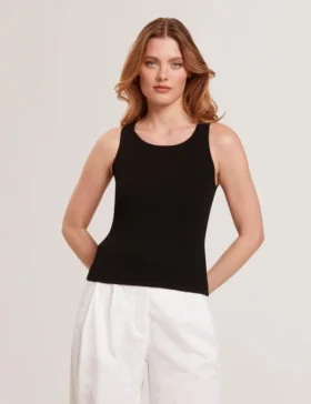CREW NECK TANK TOP WITH RIB Black