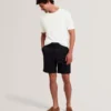 CURRAN Rolled Edge Linen Blend Knit T-Shirt