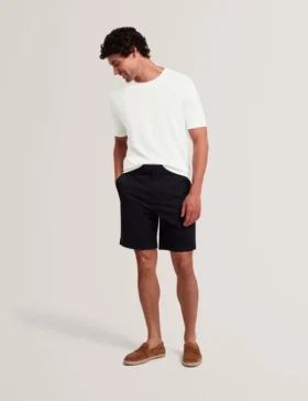 CURRAN Rolled Edge Linen Blend Knit T-Shirt