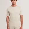 CURRAN Rolled Edge Linen Blend Knit T-Shirt