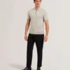 DALDIN Zip Collar Stretch Knit Polo Shirt