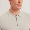 DALDIN Zip Collar Stretch Knit Polo Shirt