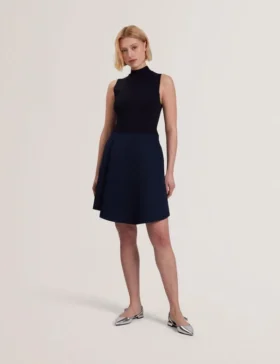 DANDIAA Sleeveless High Neck 2-in-1 Mini Dress