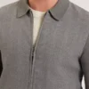 DEJO Herringbone Wool Blend Zip Up Cardigan